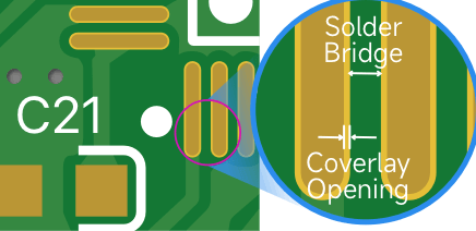 min solder bridge width