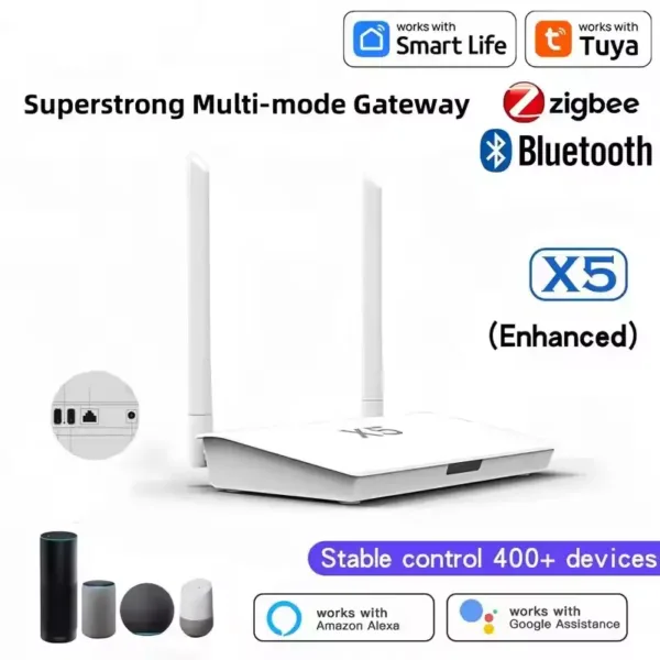 Smart Life Zigbee 3.0 & Bluetooth 5.0 Dual-Mode Gateway Hub X5 – Supports 400+ Devices, Cross-Floor Connectivity