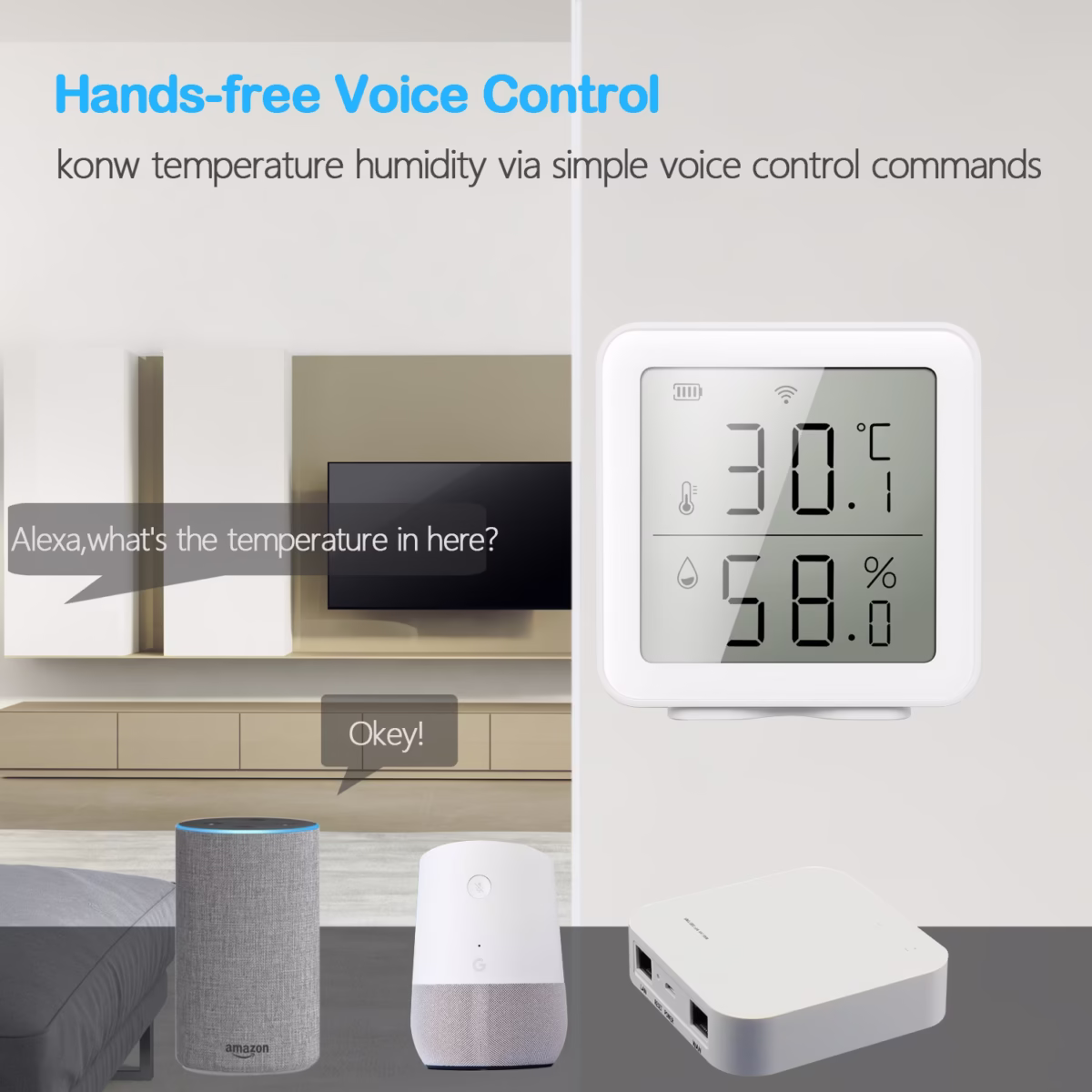 Tuya LED Digital WiFi Temperature&Humidity Sensor