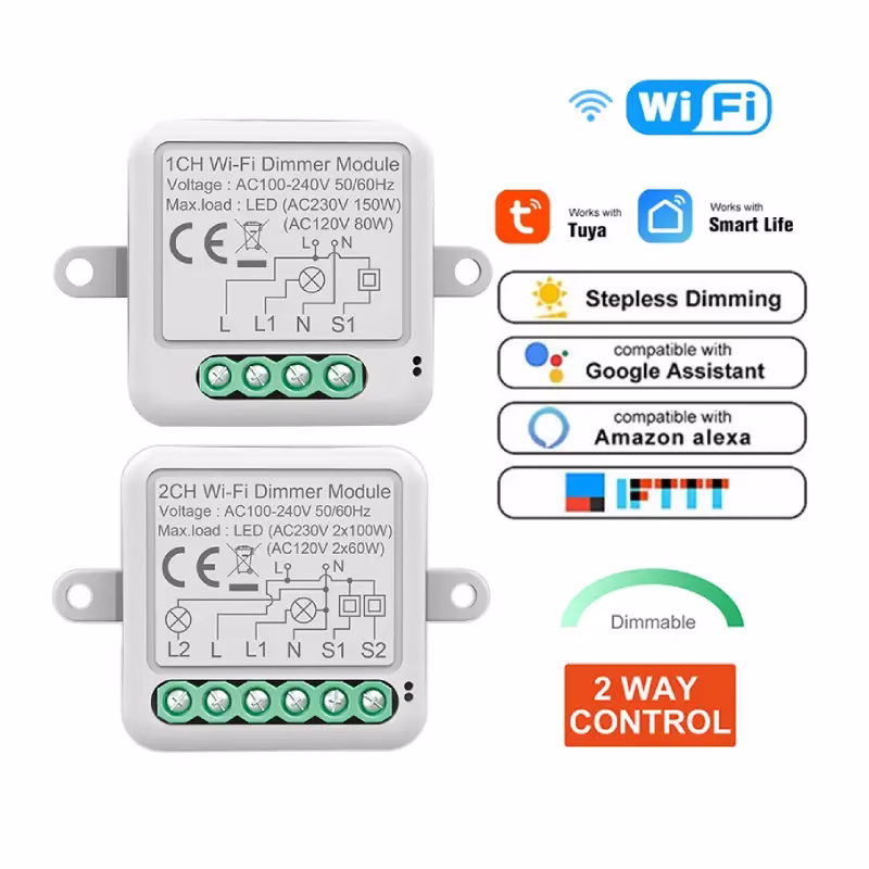 Tuya Wifi Smart Dimmer Switch Module 2 Way Dimmable Light Switch