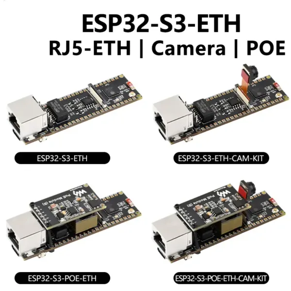 ESP32-S3 ETH Camera Development Board PoE RJ45 / OV2640 OV5640 Port / W5500 / Micro-SD Compatible With Raspberry Pi Pico Size