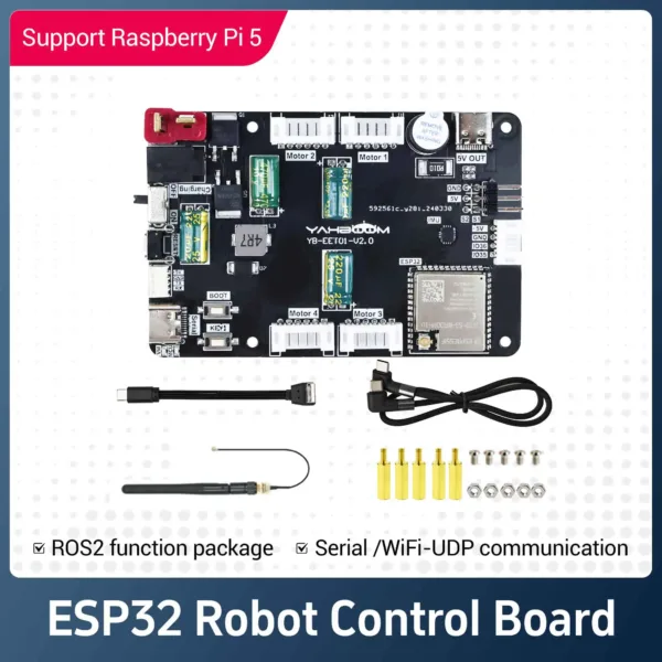 Micro ROS Control Board ESP32 Mode ROS2 with 6 Axis IMU Attitude Sensor Motor Drive Module for Raspberry Pi 5 Robot Car Kit
