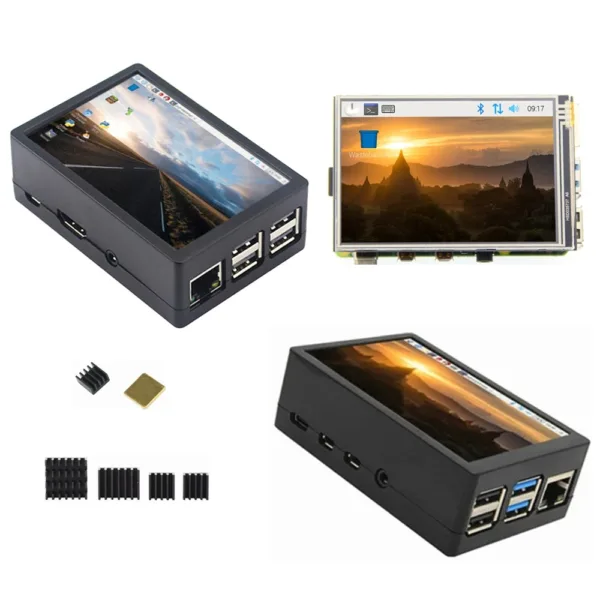 3.5 inch TFT LCD Display Touch Screen + ABS Case + Heat sink For Raspberry Pi 5 4B 3B+ 3B