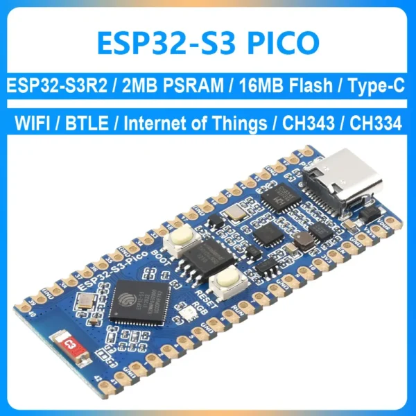 ESP32-S3 Pico Development Board ESP32-S3R2 dual-core 2.4GHz WiFi BTLE5 CH343/CH334 chip Internet of Things 2MB PSRAM 16MB Flash