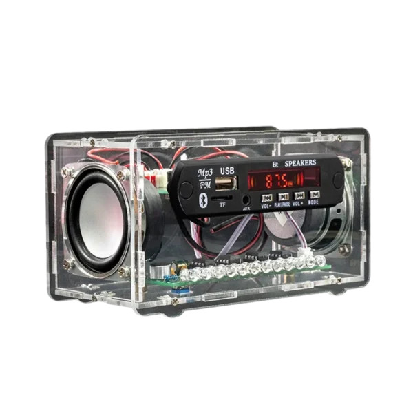 FM Radio DIY Electronics Kit Bluetooth 5.0-Compatible Speaker with Voice-activated Level Indicator DIY Electronics Kit