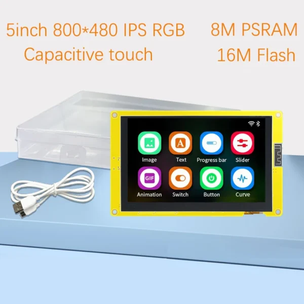 5.0 inch ESP32-S3 HMI 8M PSRAM 16M Flash Arduino LVGL WIFI&Bluetooth IPS 800*480 CYD Smart Display Screen RGB LCD TFT Module
