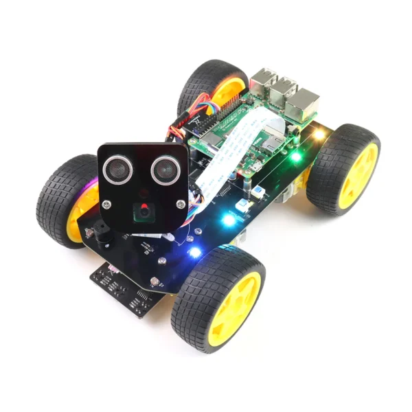 4WD Smart Car Kit for Raspberry Pi 5 4 B 3 B+ Zero 2 W, Face Tracking, Line Tracking, Light Tracing, Obstacle Avoidance