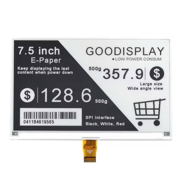 7.5 inch E-Paper Screen Module 4-Grayscale 800x480 E-Ink Display HAT 1.5s Fast Refresh SPI Interface