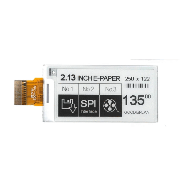 2.13 inch ePaper Display 1.5s Fast Refresh 250x122 Raspberry Pi E-Ink Screen