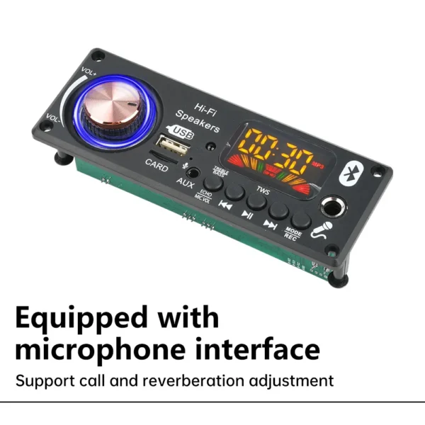 DC12V MP3 Bluetooth Decoder Board BT5.3 Amplifier Car Audio DIY Music Player FM Radio Module RGB TF AUX USB Mic Record WAV APE