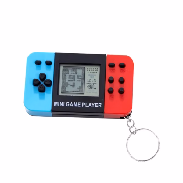 Classic Tetri Handheld Game Console Keychain Retro Portable Nostalgic Puzzle Toy for Men and Women Mini Keychain Pendant Toy