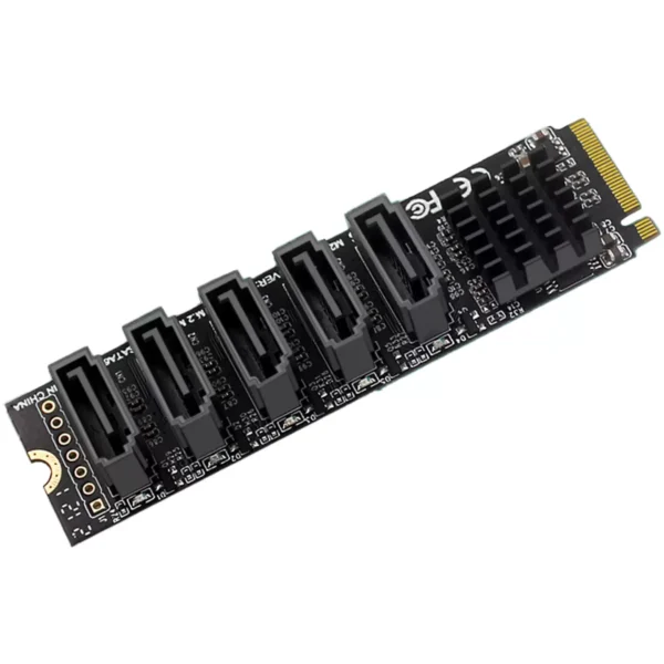 M.2 PCIe to SATA3.0 5-port expansion card mechanical hard disk expansion adapter read and write speed 460MB/s